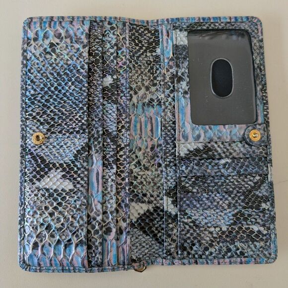 Brahmin Seville Ady Marine Wallet Blue Pink Crocodile Embossed Leather NWOT - Picture 3 of 4